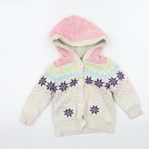 Gap Girls Beige Geometric Knit Pullover Hoodie Size 3 Years