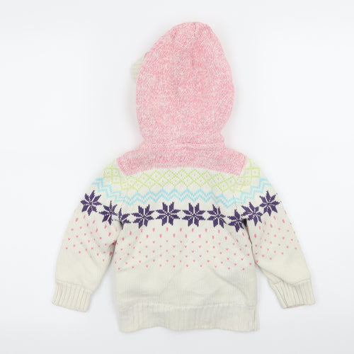 Gap Girls Beige Geometric Knit Pullover Hoodie Size 3 Years