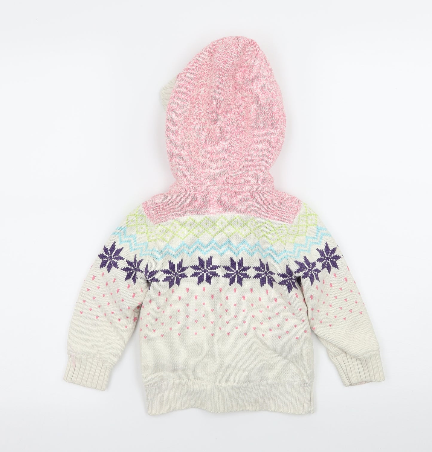 Gap Girls Beige Geometric Knit Pullover Hoodie Size 3 Years