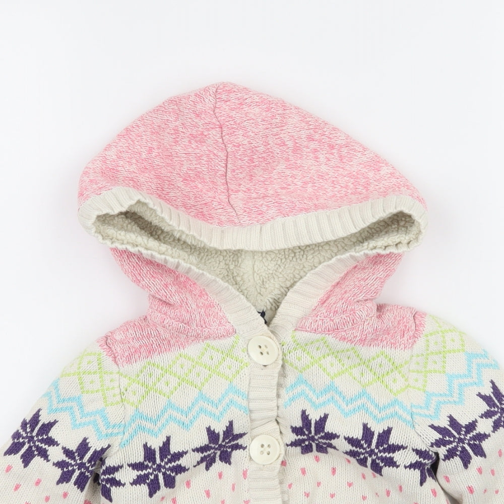 Gap Girls Beige Geometric Knit Pullover Hoodie Size 3 Years