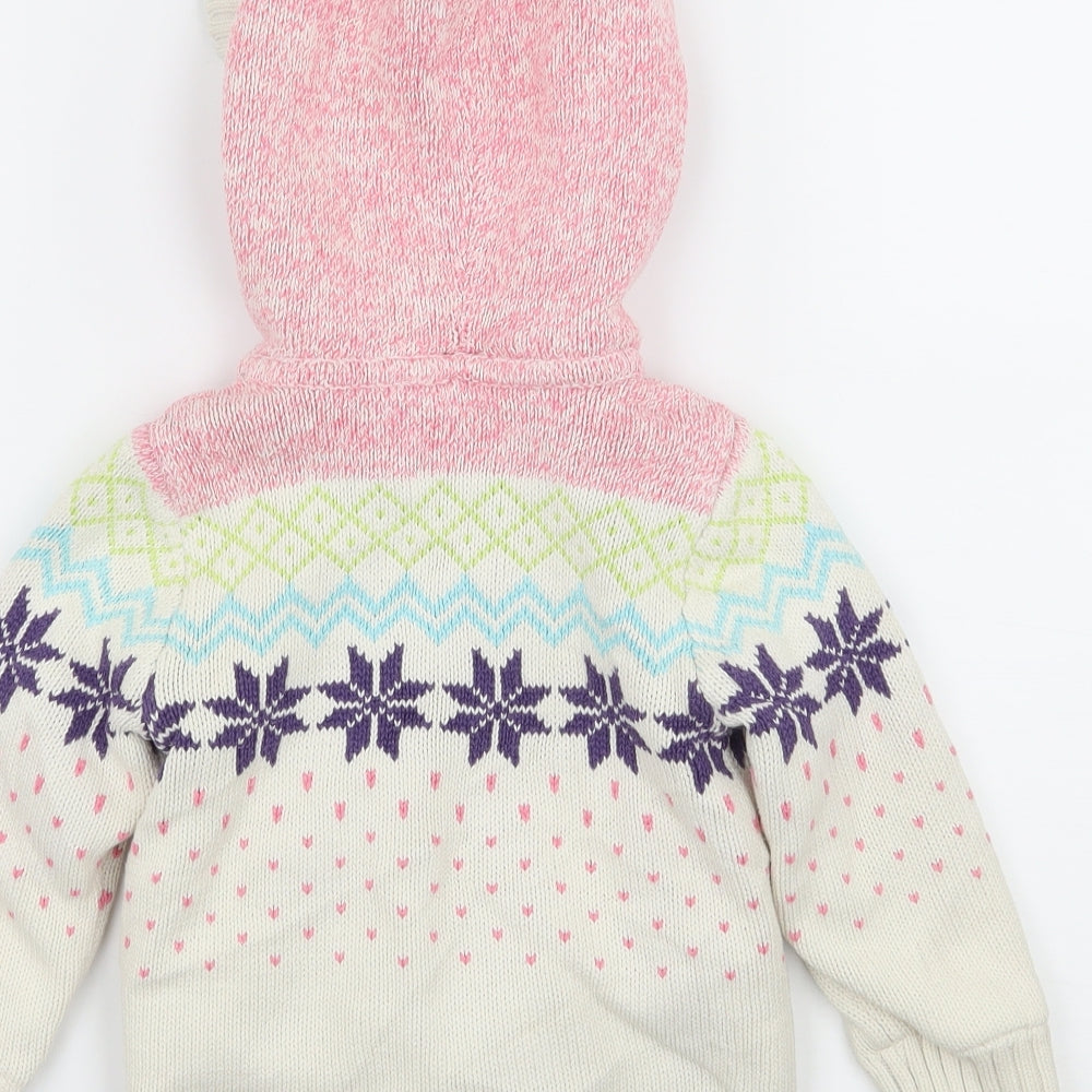 Gap Girls Beige Geometric Knit Pullover Hoodie Size 3 Years