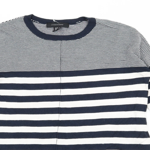 Atmosphere Womens Blue Striped Knit Pullover Jumper Size 10