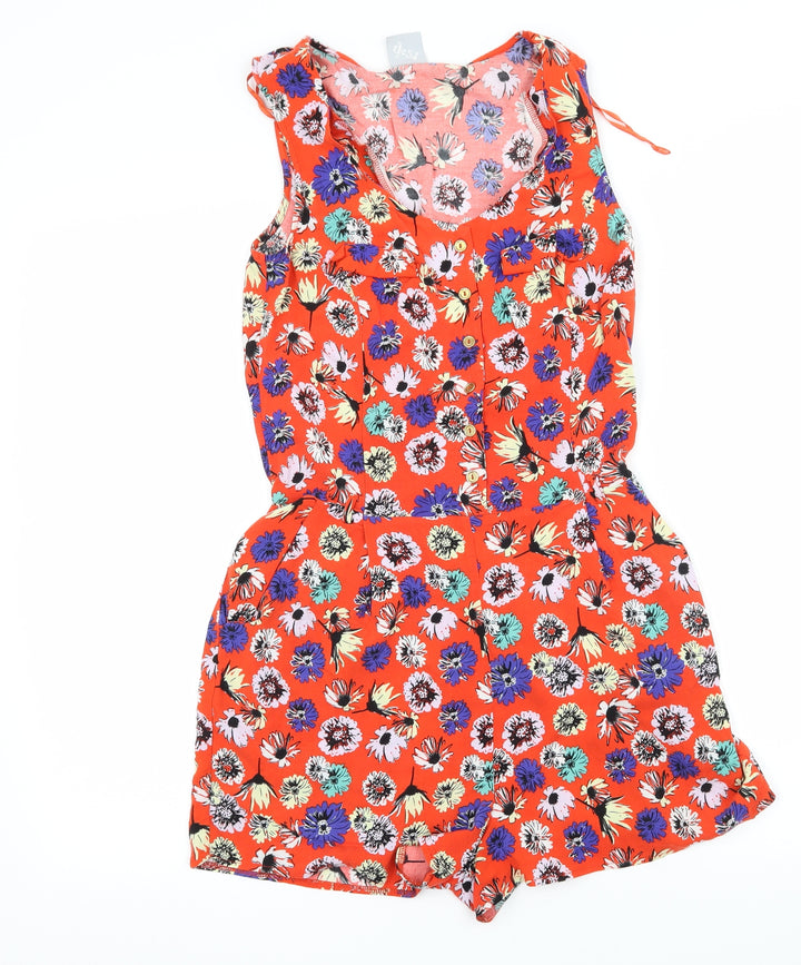 George Womens Red Floral Playsuit One-Piece Size 10 L3 in
