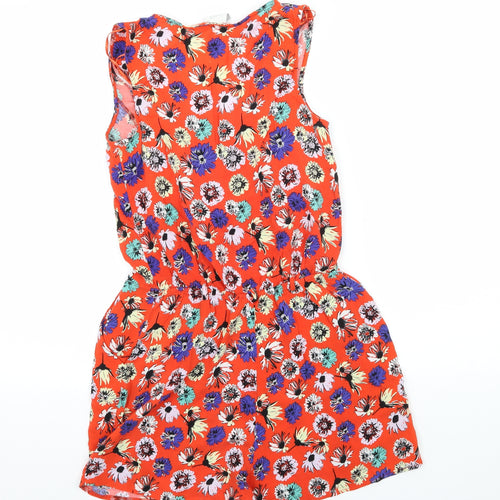 George Womens Red Floral  Playsuit One-Piece Size 10 L3 in