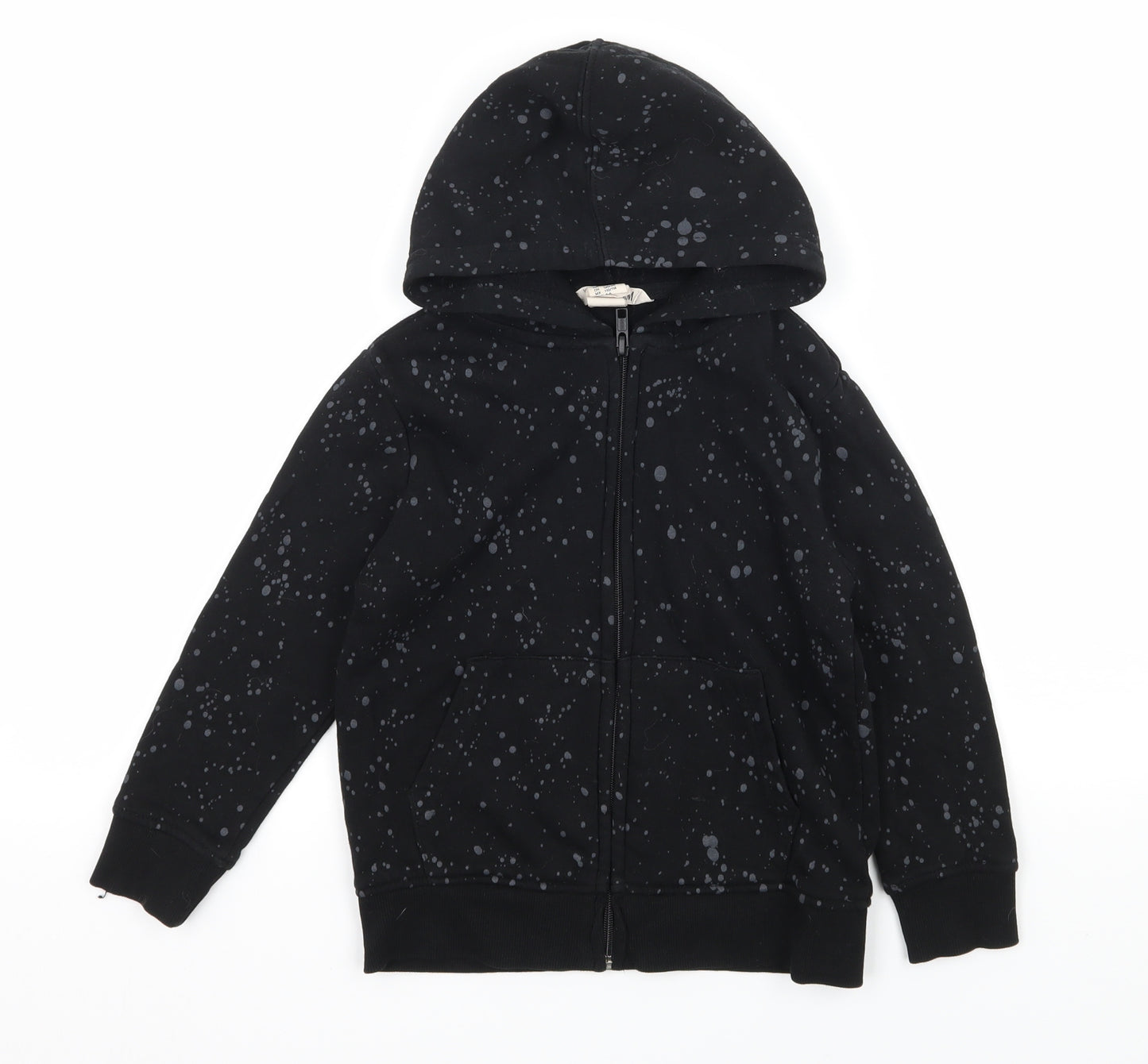 H&M Boys Black Polka Dot Jersey Pullover Hoodie Size 5-6 Years