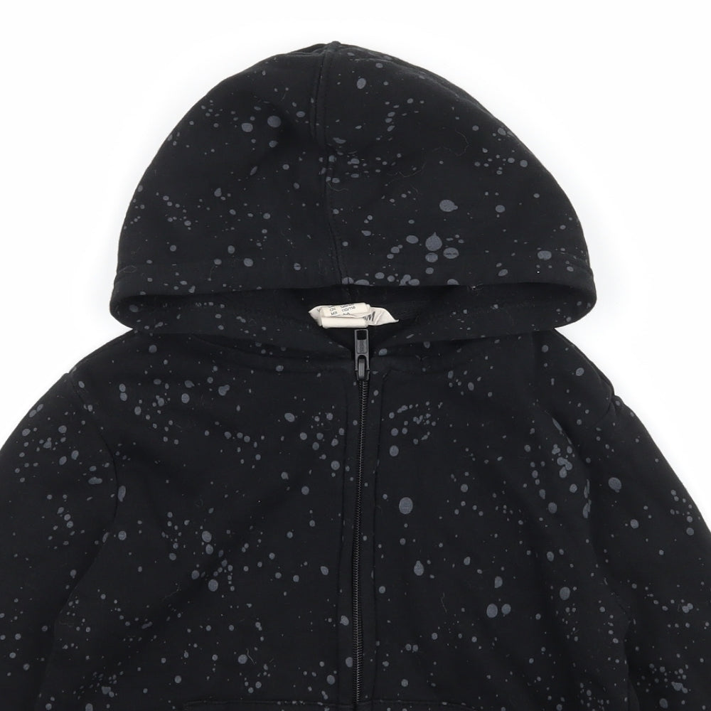 H&M Boys Black Polka Dot Jersey Pullover Hoodie Size 5-6 Years