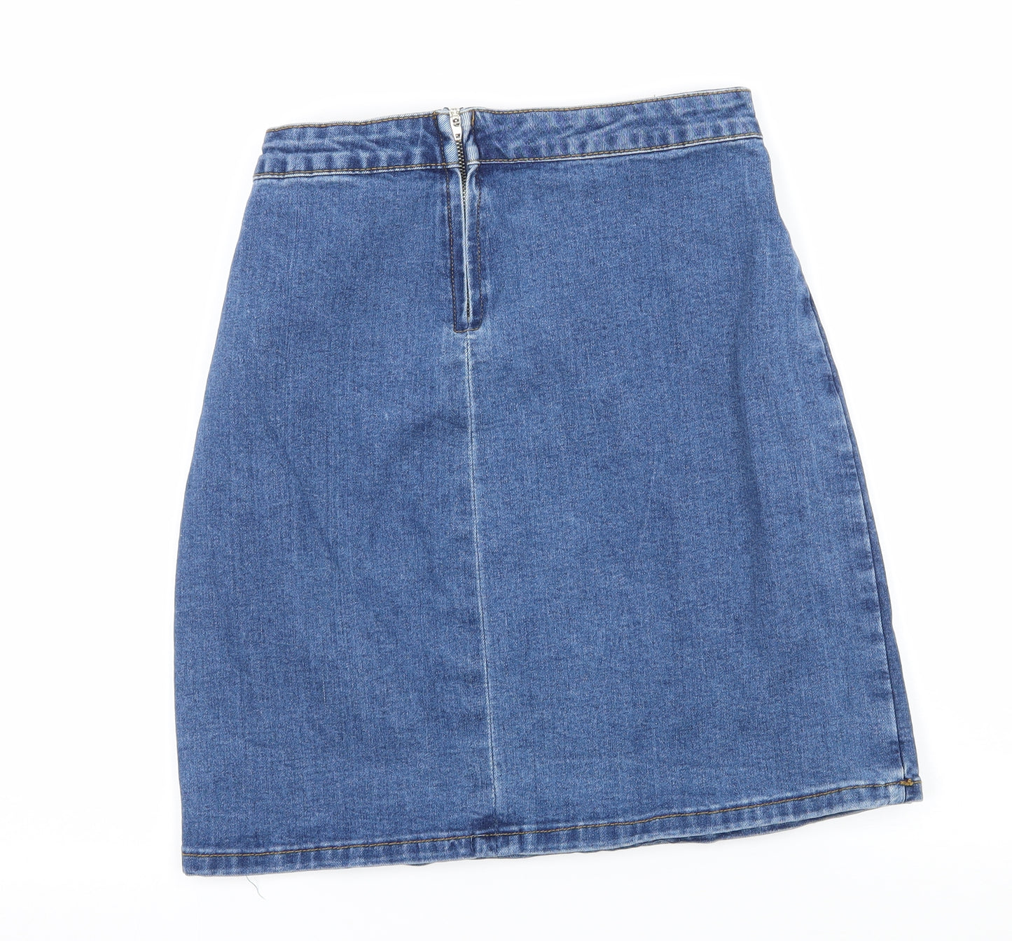 PRETTYLITTLETHING Womens Blue  Denim A-Line Skirt Size 8