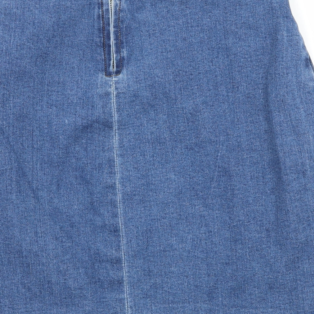 PRETTYLITTLETHING Womens Blue  Denim A-Line Skirt Size 8