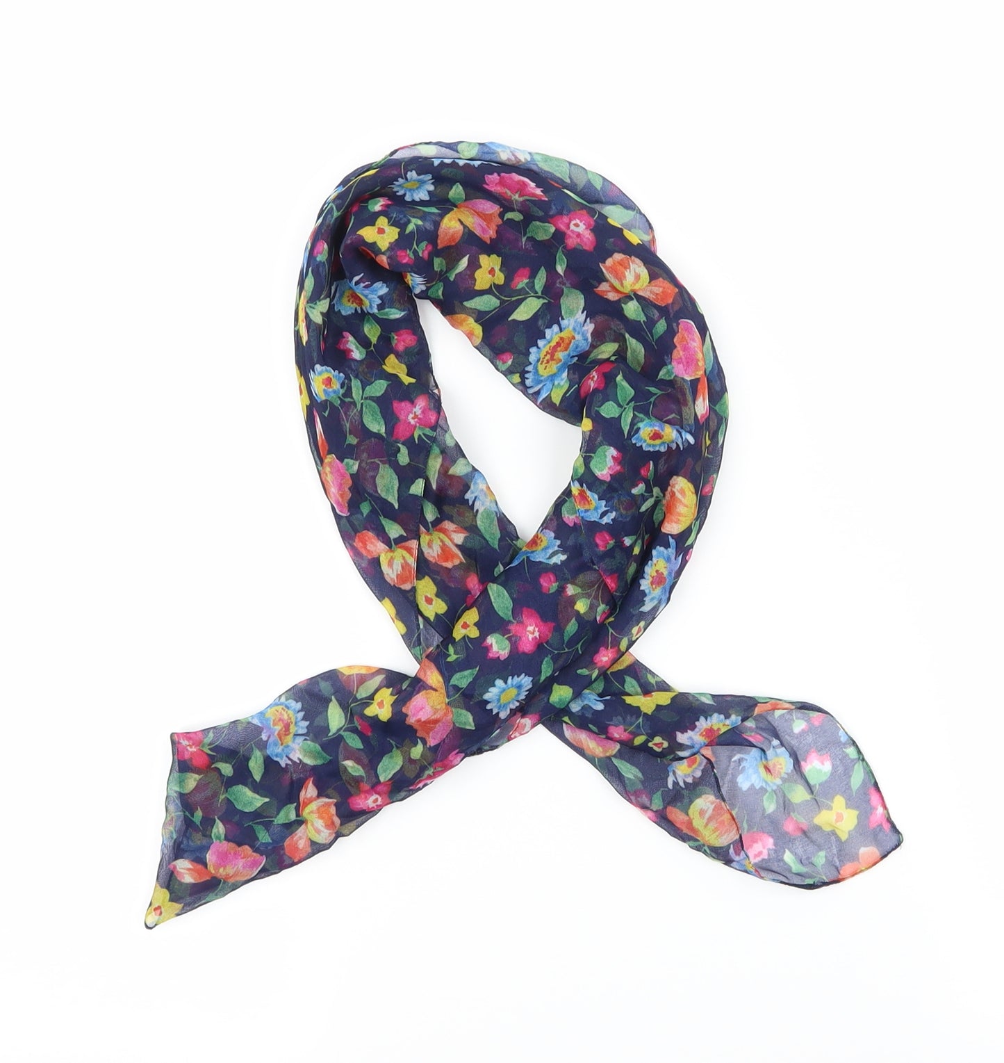 Preoqrn Womens Blue Floral Chiffon  Scarf
