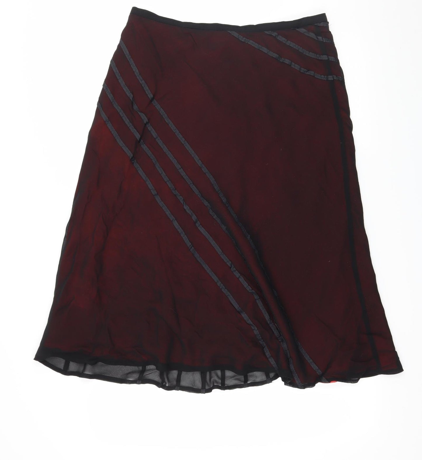 Coast Womens Black Striped Chiffon A-Line Skirt Size 14