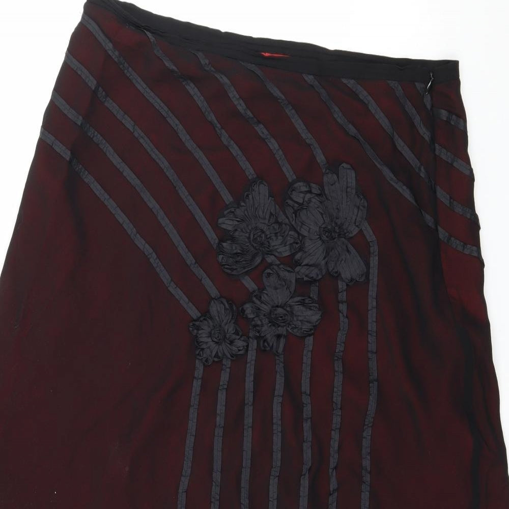 Coast Womens Black Striped Chiffon A-Line Skirt Size 14
