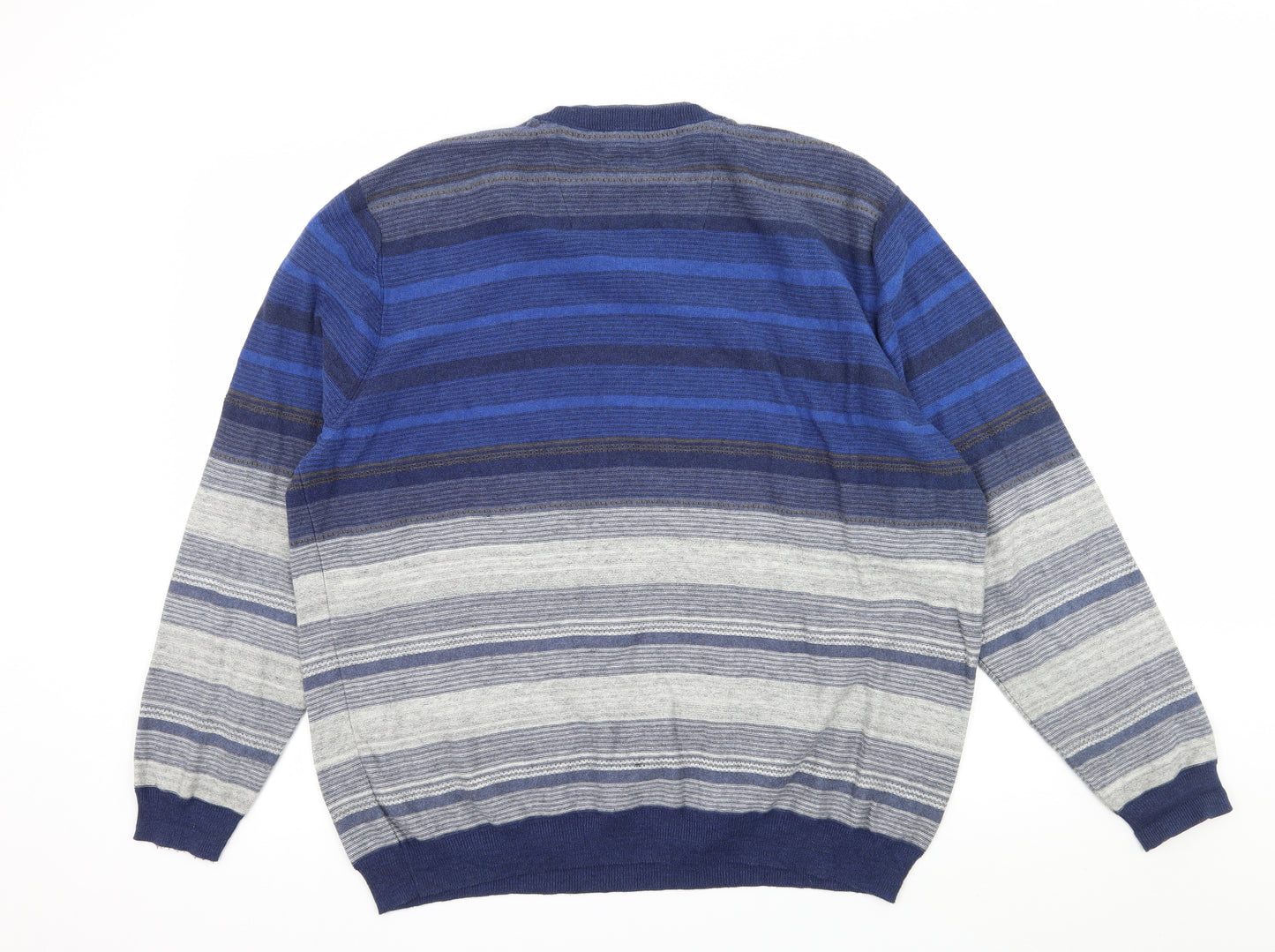 RJR.John Rocha Mens Blue Striped Knit Pullover Jumper Size XL