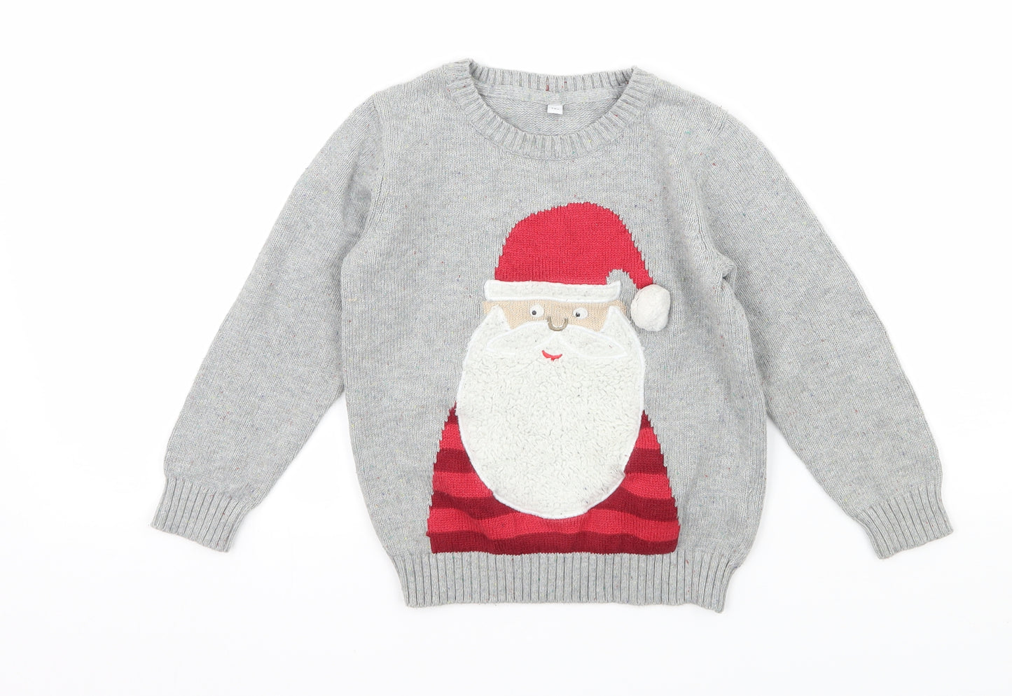 Marks and Spencer Boys Grey  Knit Pullover Jumper Size 3-4 Years  - Santa Claus