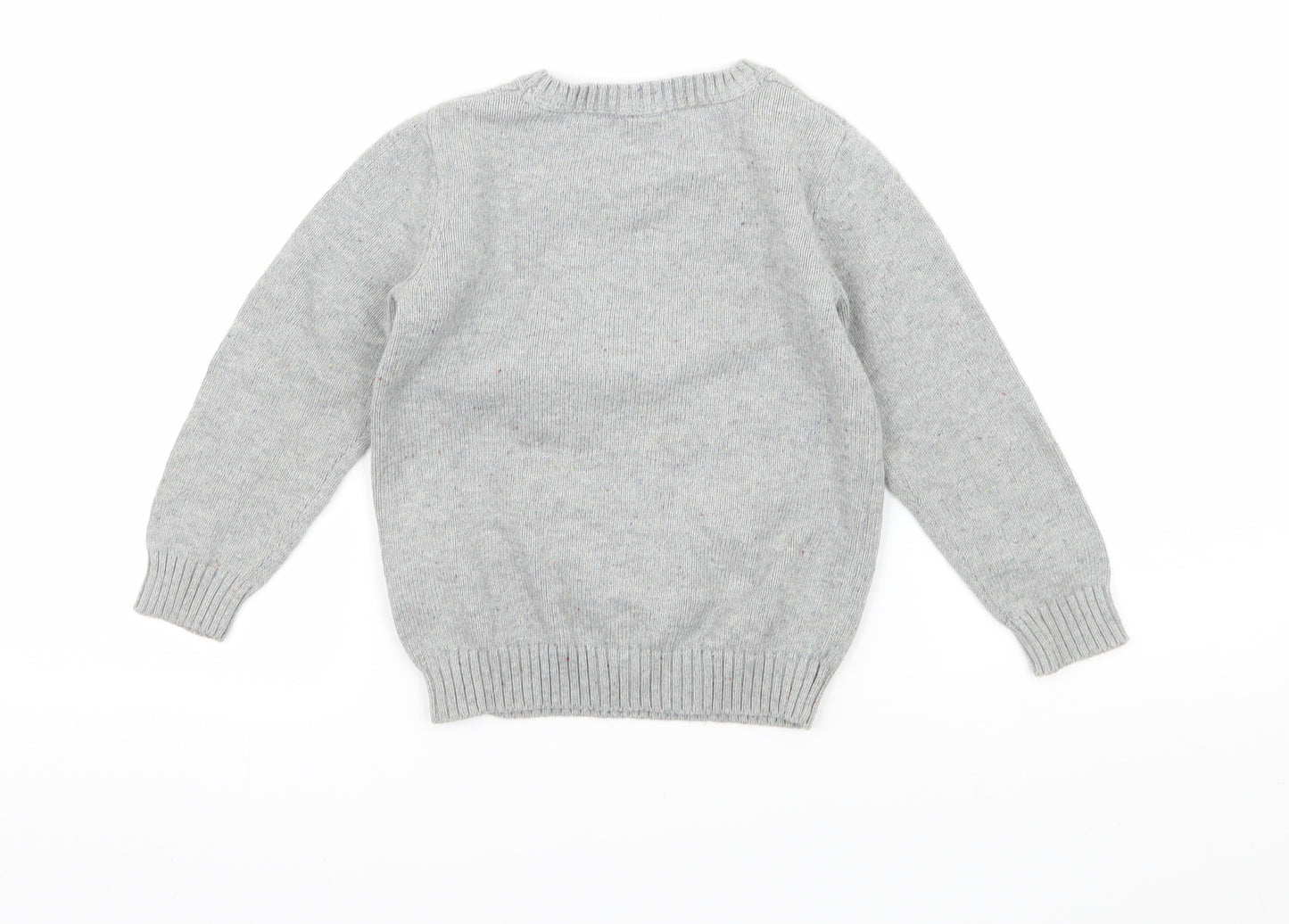 Marks and Spencer Boys Grey  Knit Pullover Jumper Size 3-4 Years  - Santa Claus