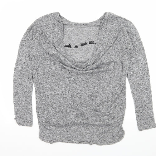 River Island Womens Grey  Knit Pullover Jumper Size 12  - French Slogan
