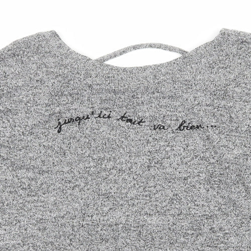 River Island Womens Grey  Knit Pullover Jumper Size 12  - French Slogan