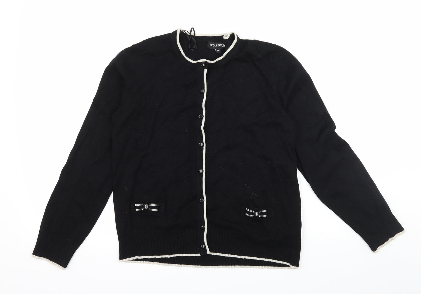 Debenhams Womens Black  Knit Cardigan Jumper Size 16