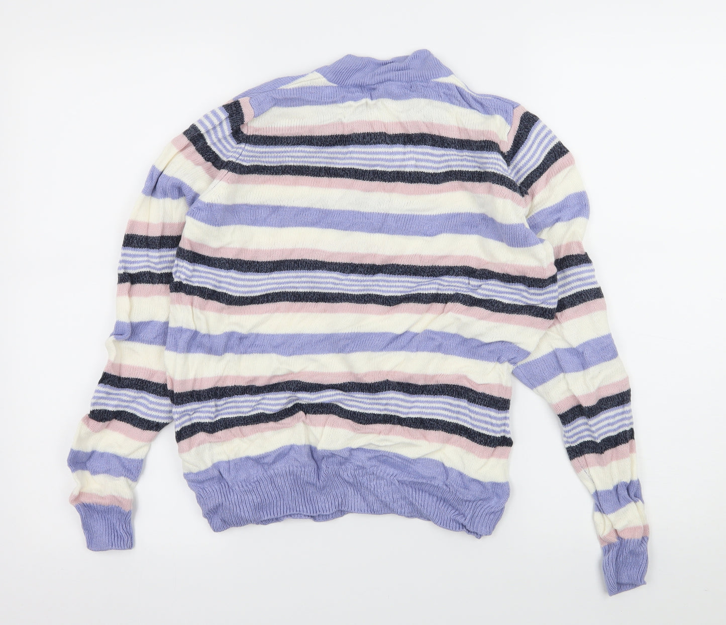 Isle Womens Purple Striped Knit Pullover Jumper Size 10