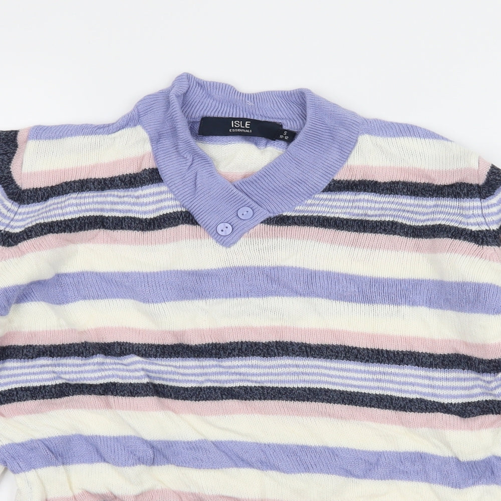 Isle Womens Purple Striped Knit Pullover Jumper Size 10