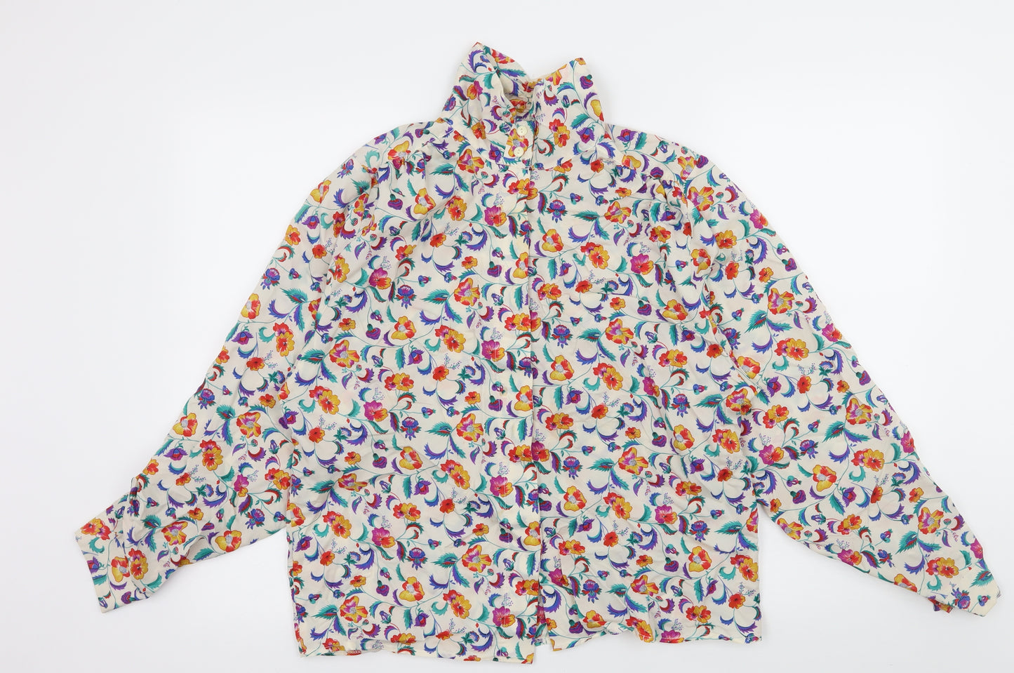 Features Womens Ivory Floral  Basic Blouse Size 16