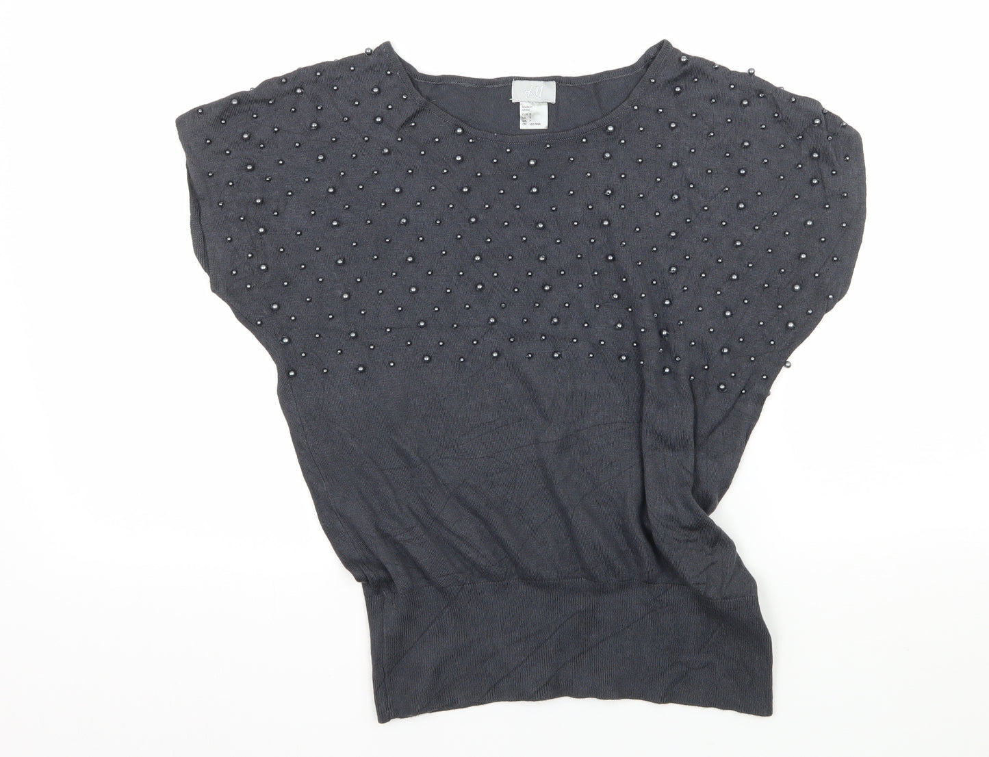 H&M Womens Grey  Knit Basic T-Shirt Size S
