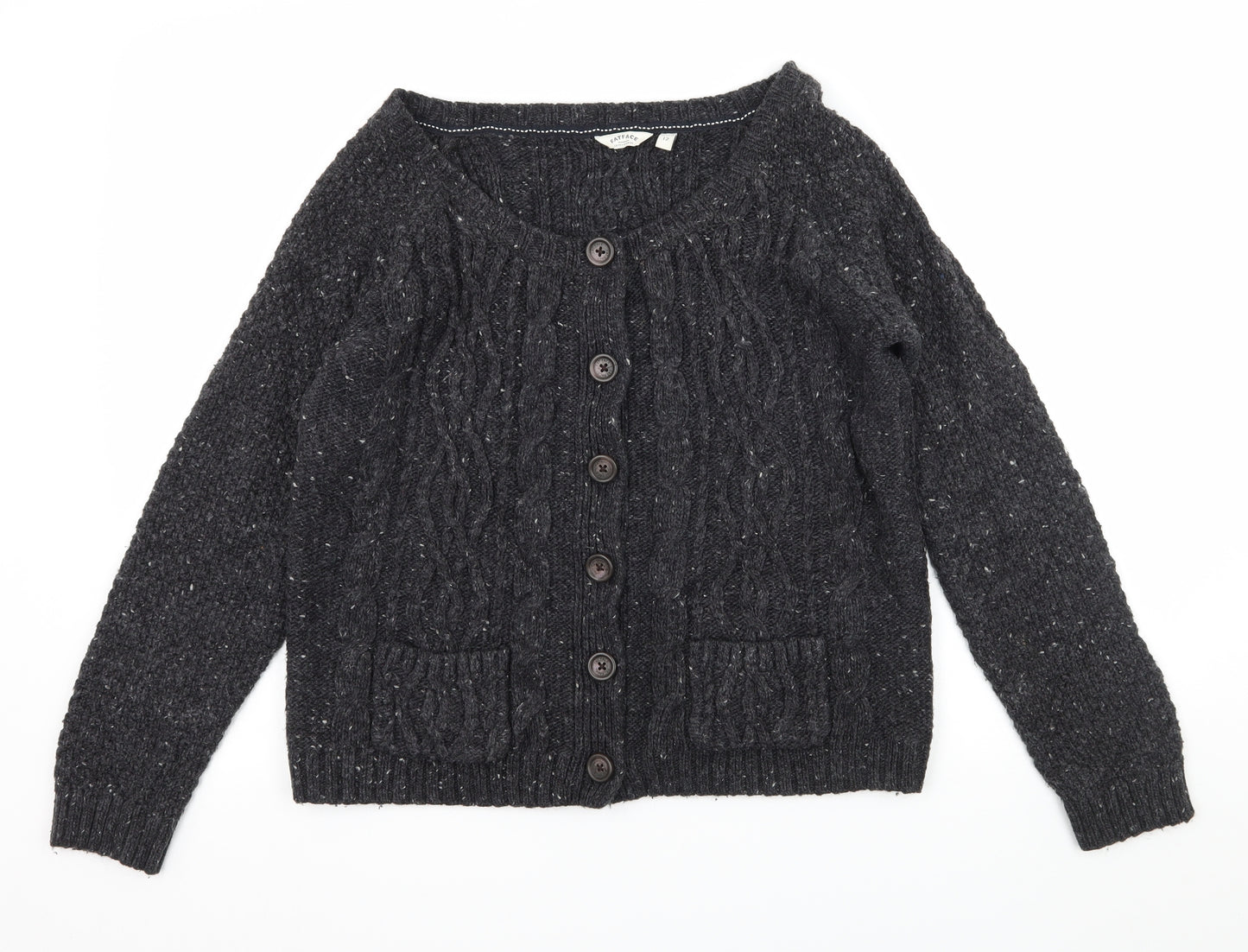 Fat Face Womens Grey  Knit Cardigan Jumper Size 12