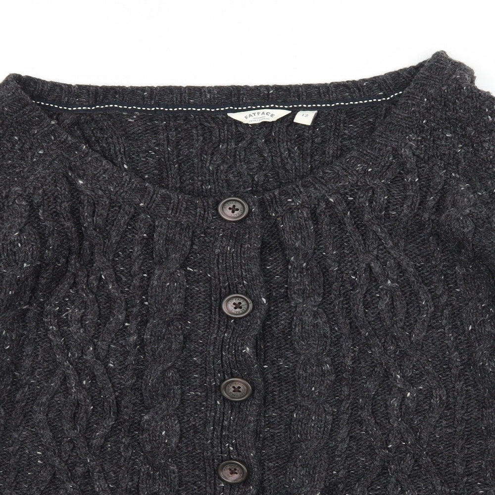 Fat Face Womens Grey  Knit Cardigan Jumper Size 12