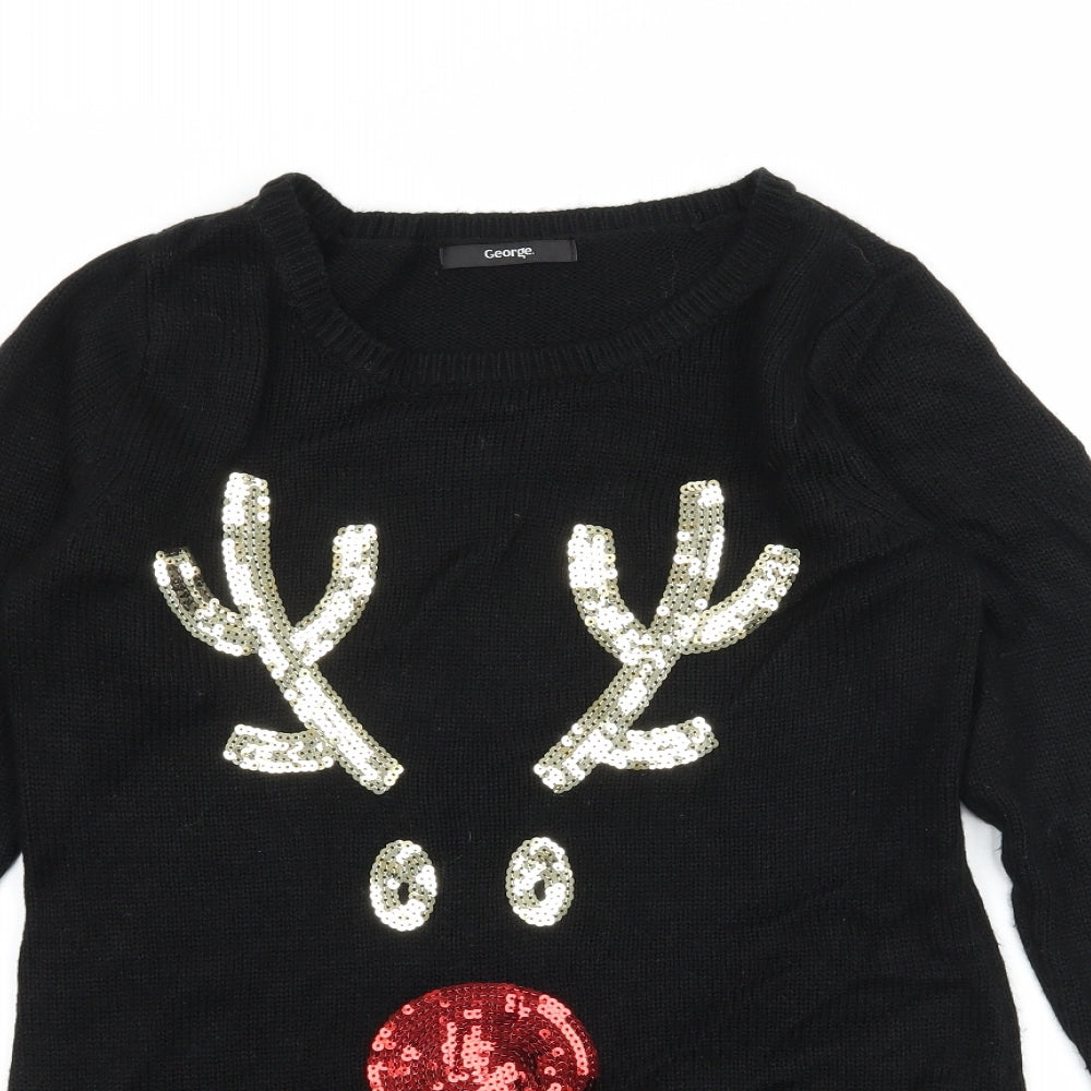 George Womens Black  Knit Pullover Jumper Size 8  - Rudolph