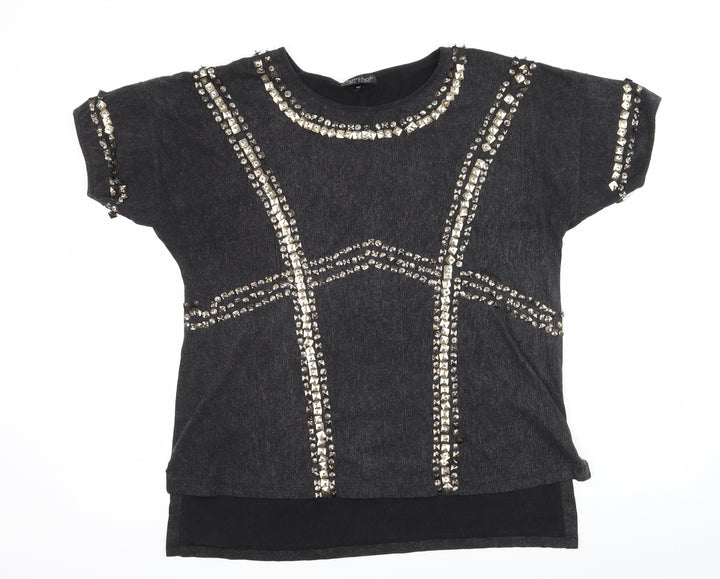 Topshop Womens Grey Jersey Basic T-Shirt Size 12