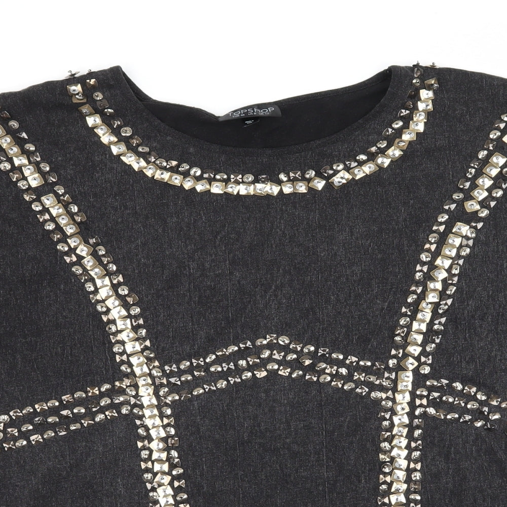 Topshop Womens Grey  Jersey Basic T-Shirt Size 12