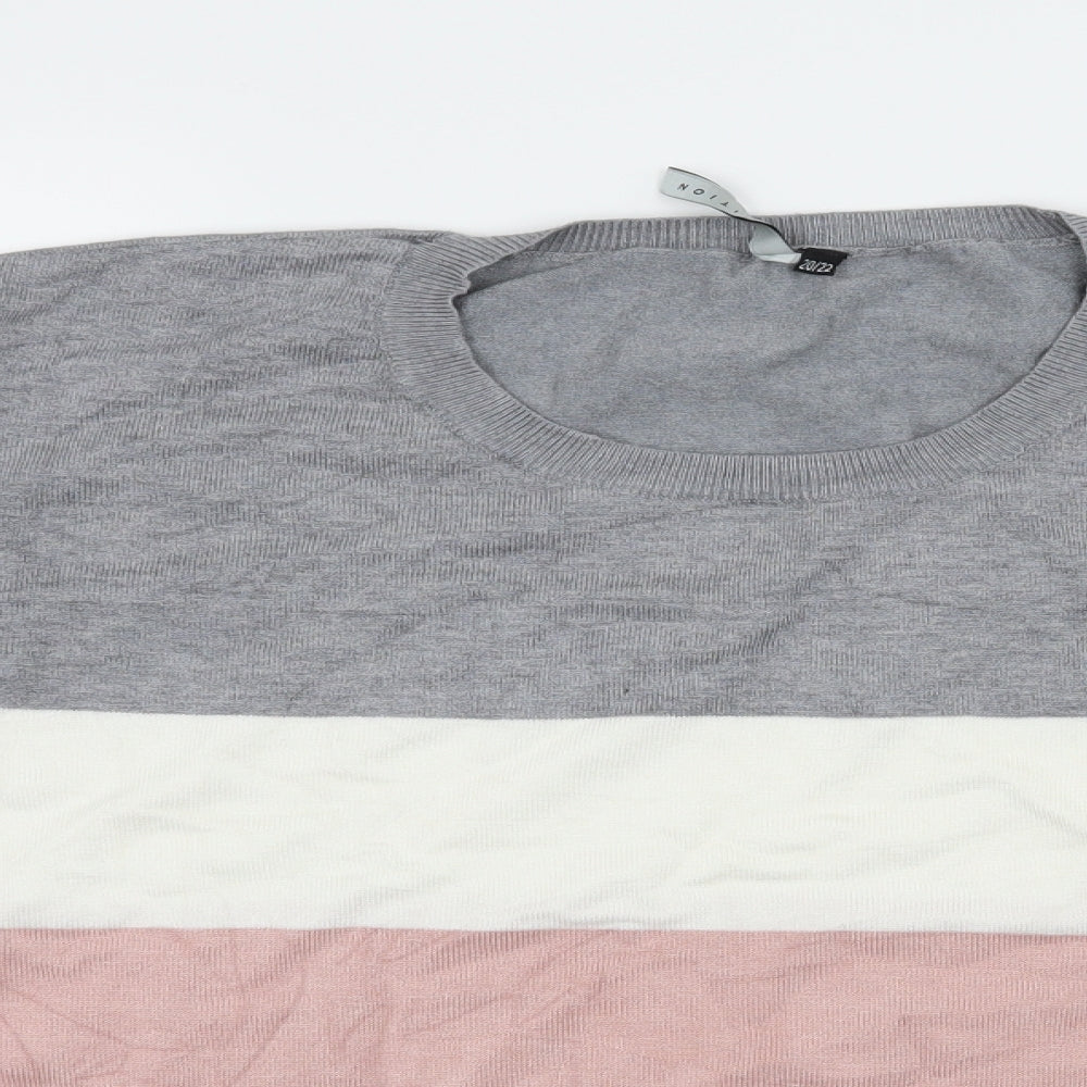 intuition Womens Grey Striped Knit Pullover Jumper Size 20