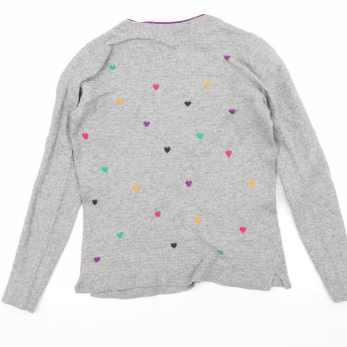 White Stuff Womens Grey  Knit Pullover Jumper Size 10  - Love hearts