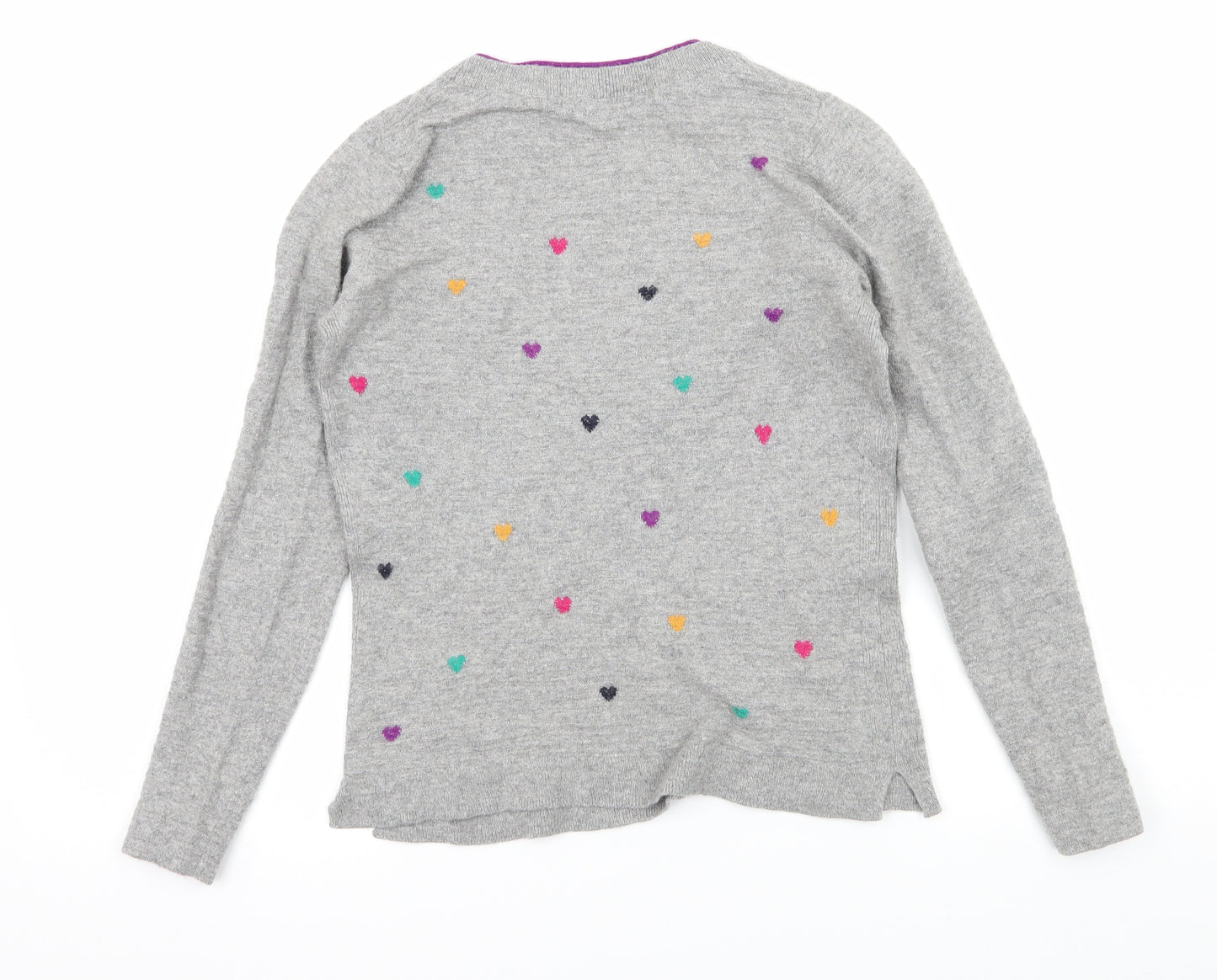 White Stuff Womens Grey  Knit Pullover Jumper Size 10  - Love hearts