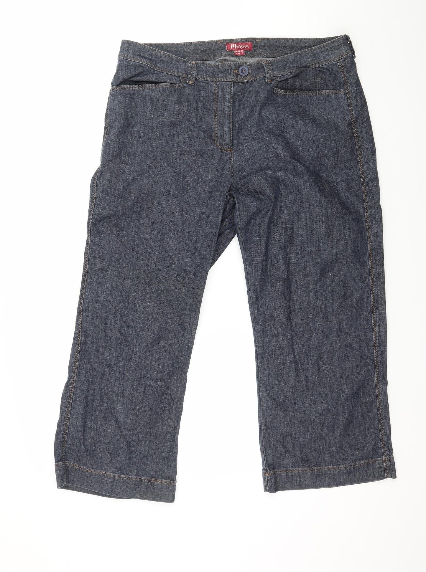 Monsoon Womens Blue  Denim Cropped Jeans Size 16 L25 in