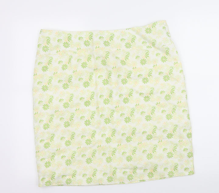 Kaliko Womens Green Geometric A-Line Skirt Size 18