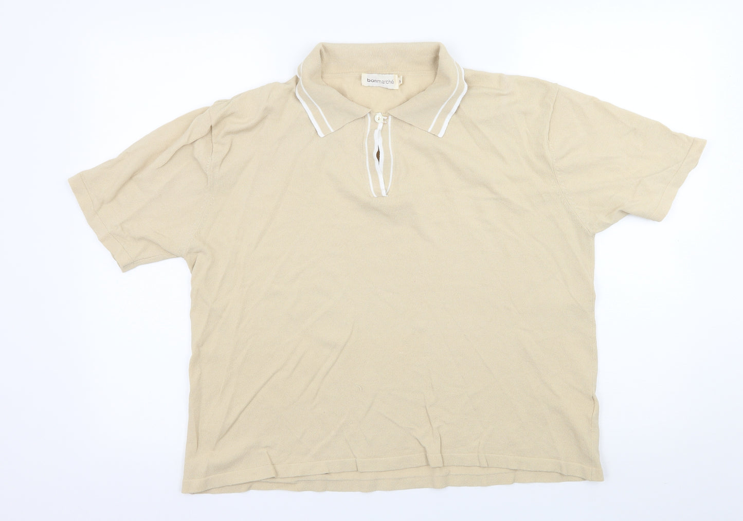 Bonmarché Womens Beige  Knit Basic T-Shirt Size XL