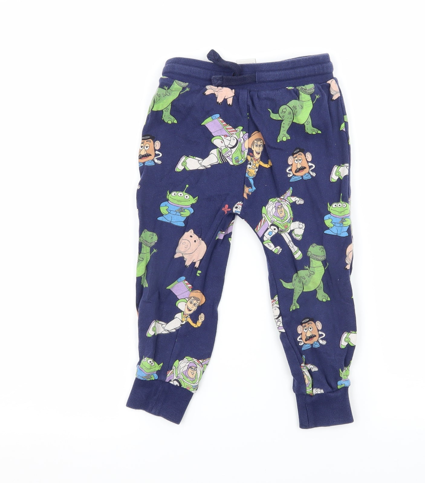 NEXT Boys Blue Geometric Jersey Jogger Trousers Size 2-3 Years - Toy Story
