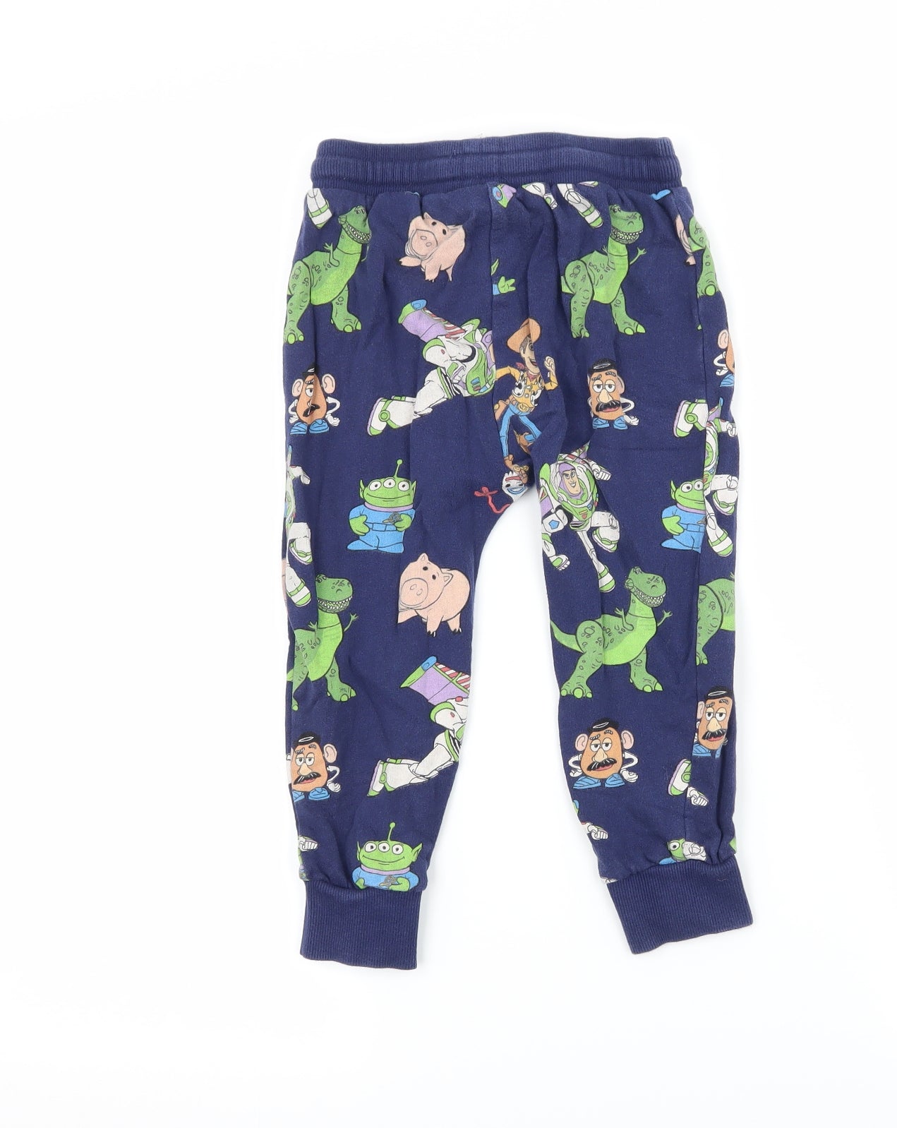 NEXT Boys Blue Geometric Jersey Jogger Trousers Size 2-3 Years - Toy Story