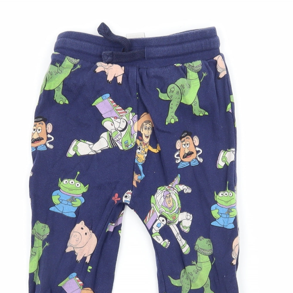 NEXT Boys Blue Geometric Jersey Jogger Trousers Size 2-3 Years - Toy Story