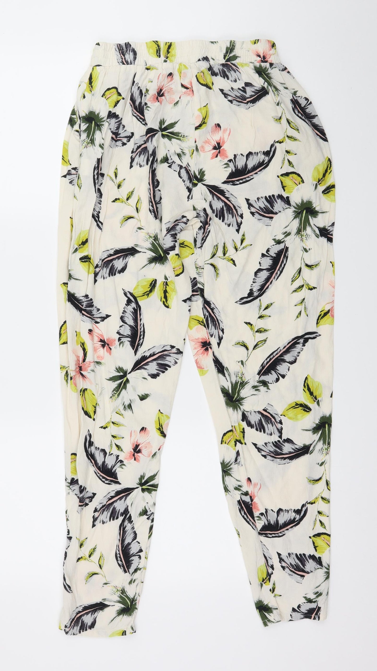 F&F Womens White Floral  Trousers  Size 10 L26 in