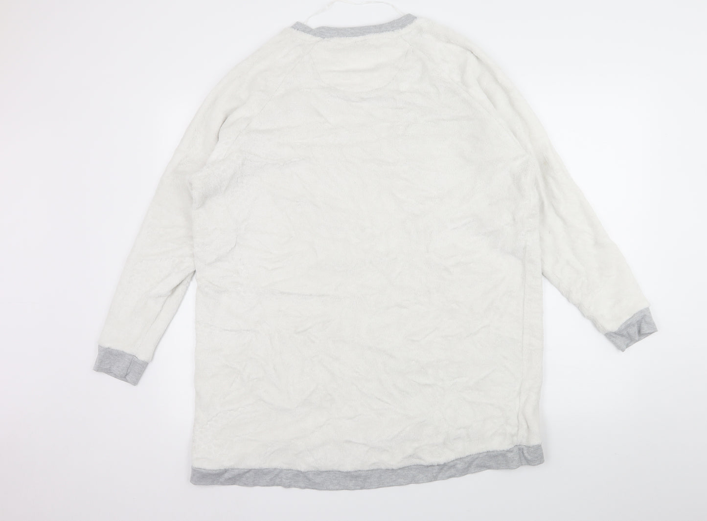 TU Womens White Geometric Microfibre Top Pyjama Top Size XL