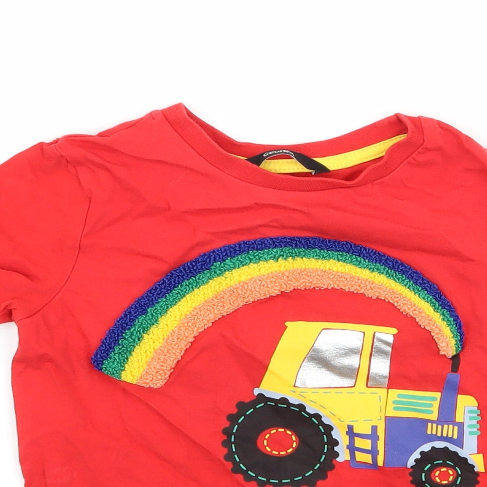 George Boys Red  Jersey Basic T-Shirt Size 2-3 Years  - Rainbow tractor