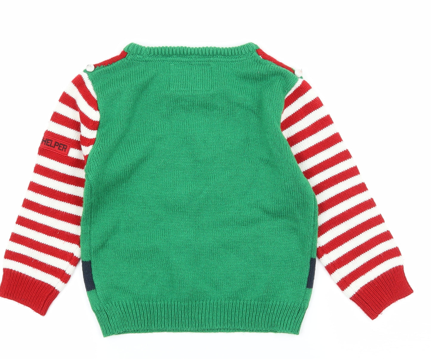 Rebel Boys Green Geometric Knit Pullover Jumper Size 4-5 Years  - Elf