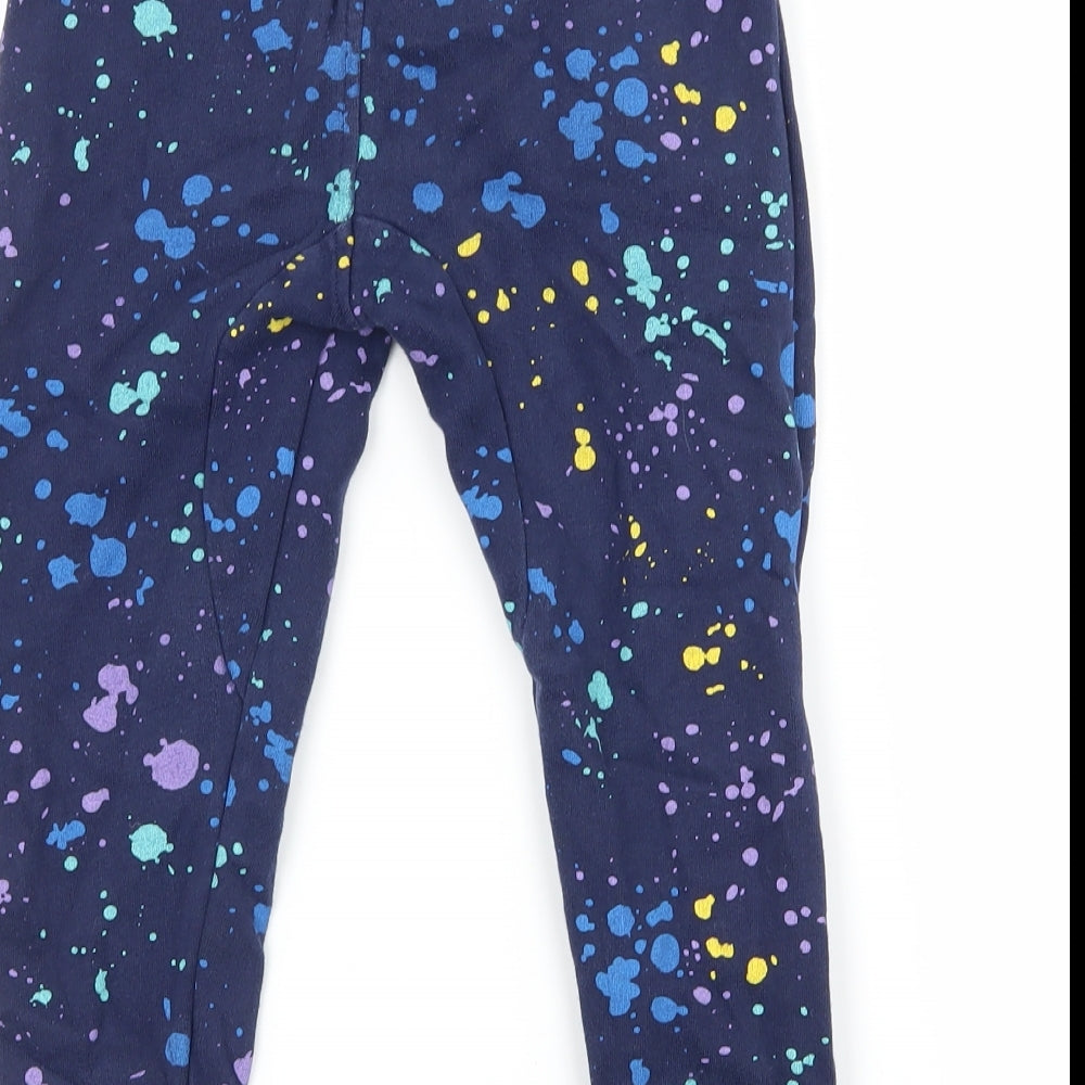 Nutmeg Boys Blue Geometric Jersey Jogger Trousers Size 3-4 Years - Paint Splat