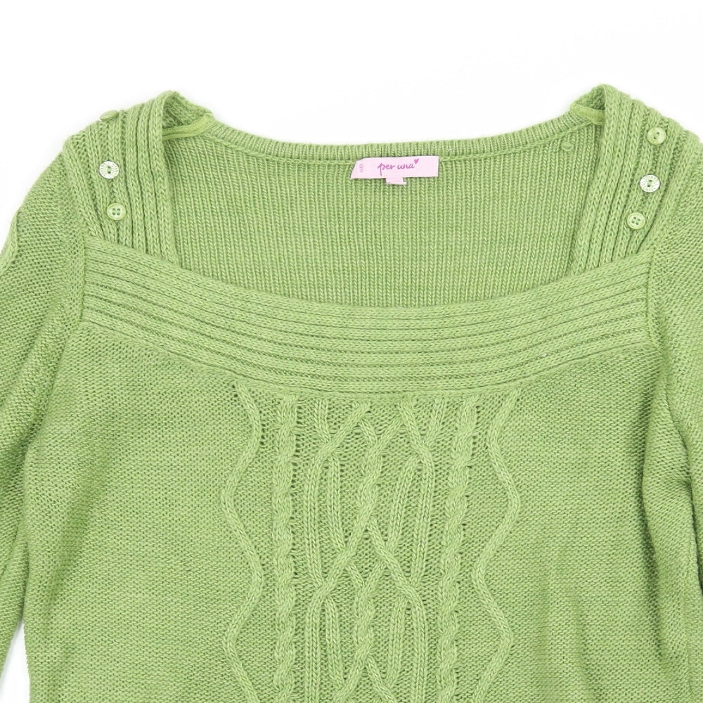 Per Una Womens Green  Knit Pullover Jumper Size M