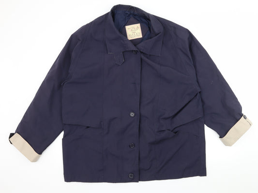 Front view of The Dales Collection women’s blue jacket, size UK 16