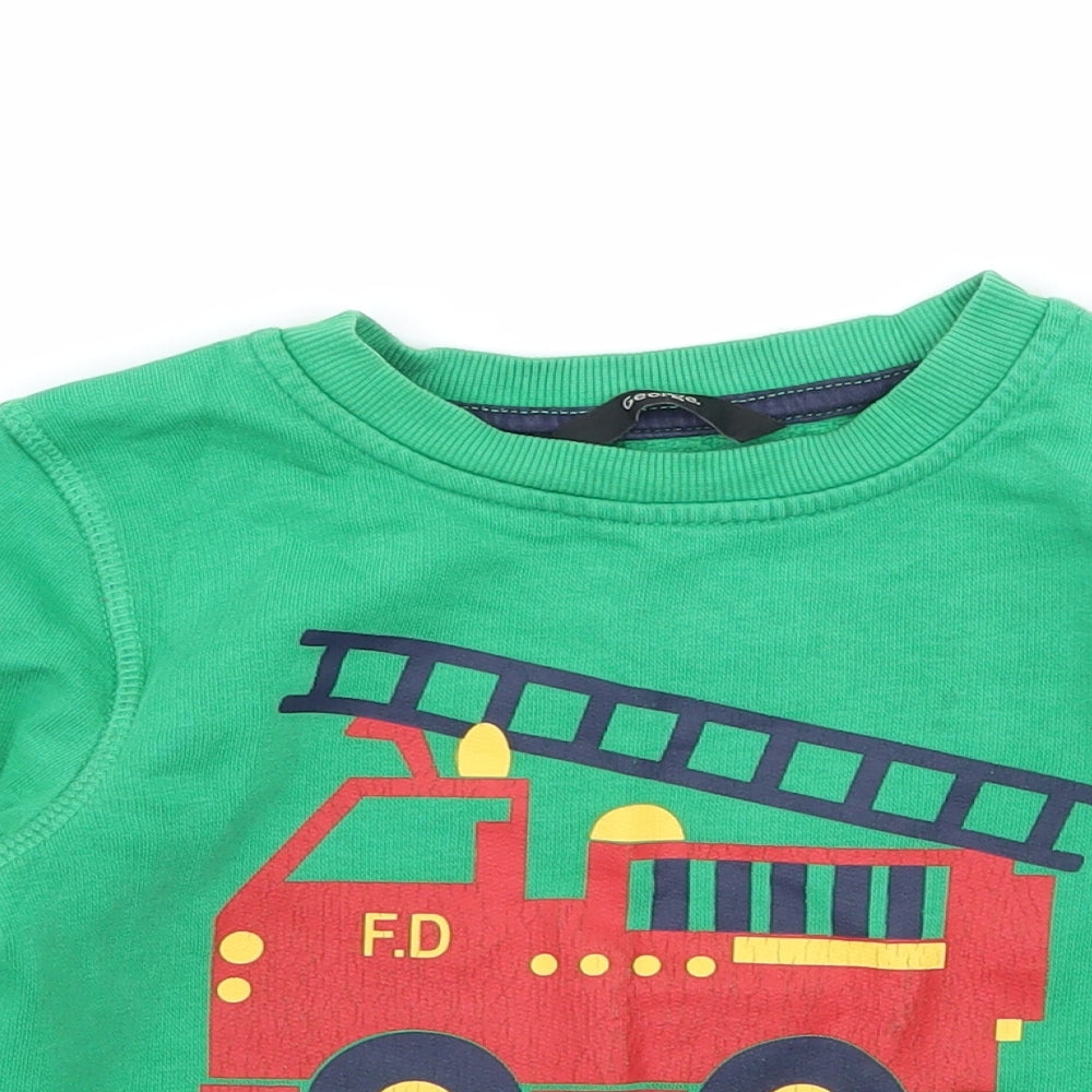 George Boys Green  Jersey Pullover Jumper Size 18-24 Months  - Fire Engine