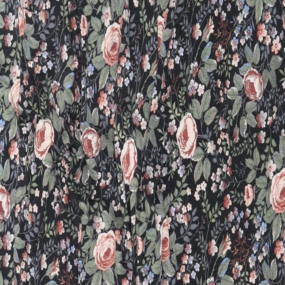 TU Womens Black Floral Jersey Harem Trousers Size 16 L28 in