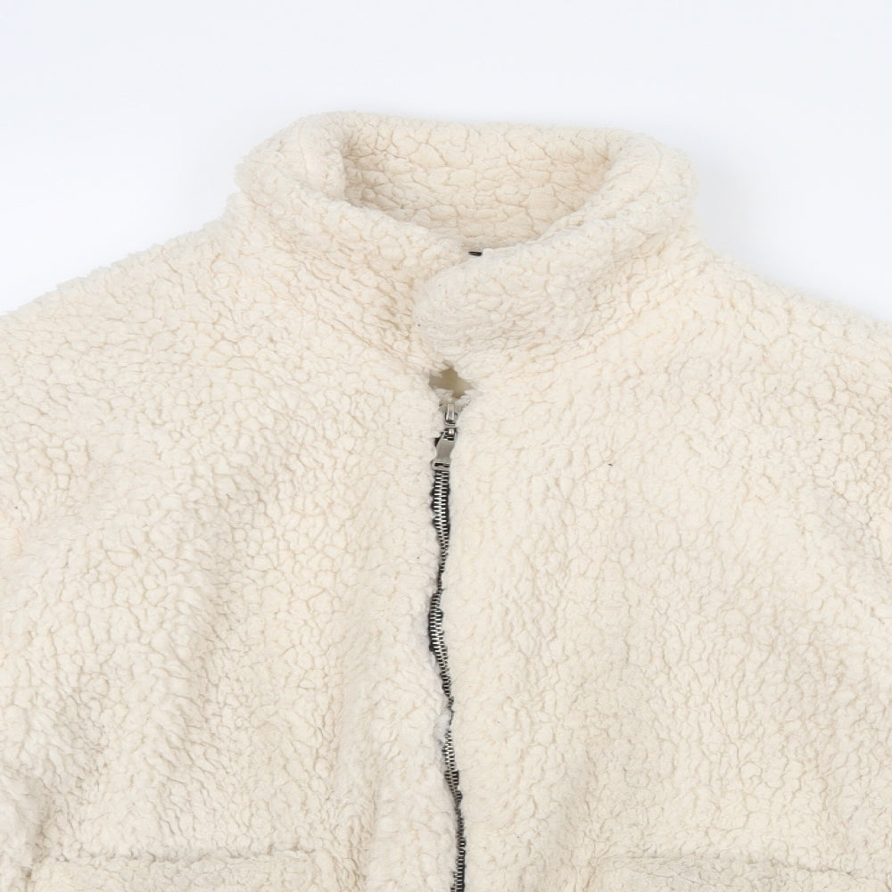 Lanshifei Womens Ivory  Fleece Jacket Coatigan Size L