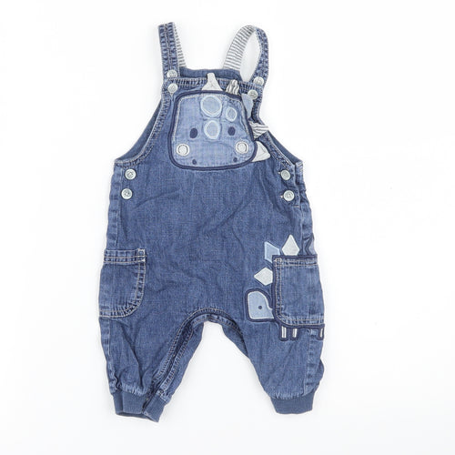 George Baby Blue   Dungaree One-Piece Size 3-6 Months  - dinosaur